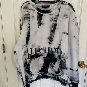 Men’s All Saints sweatshirt with front pocket. Black and white tie die size XL